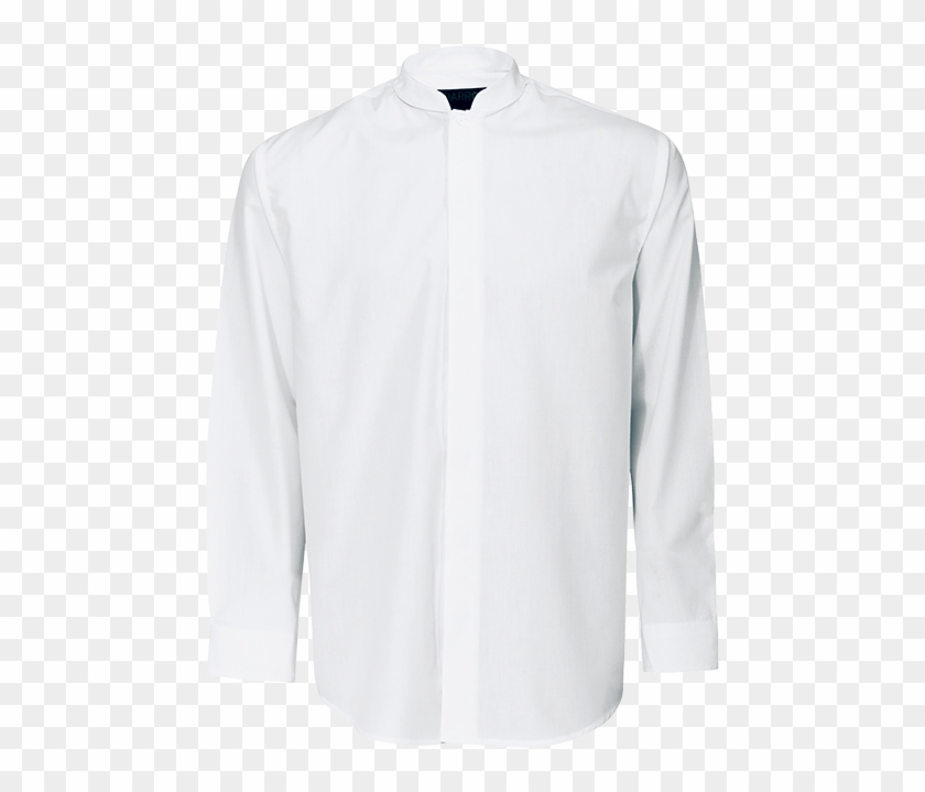Men's White Barista Shirt With Mandarin Collar - Barista Shirt Mandarin Clipart #317493