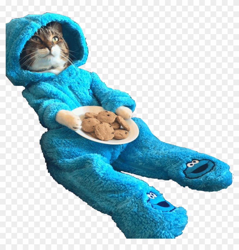 Cat Wearing Cookie Monster Onesie - You Re Finally Home Alone Clipart