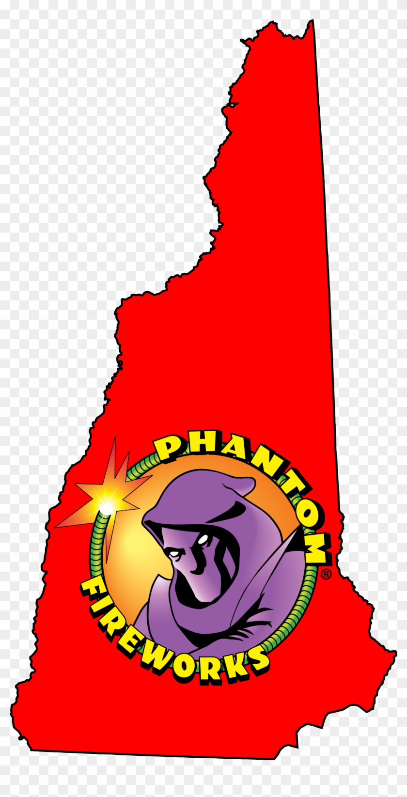Phantom Fireworks Locations New Hampshire - New Hampshire State Outline With Flag Clipart #3100373