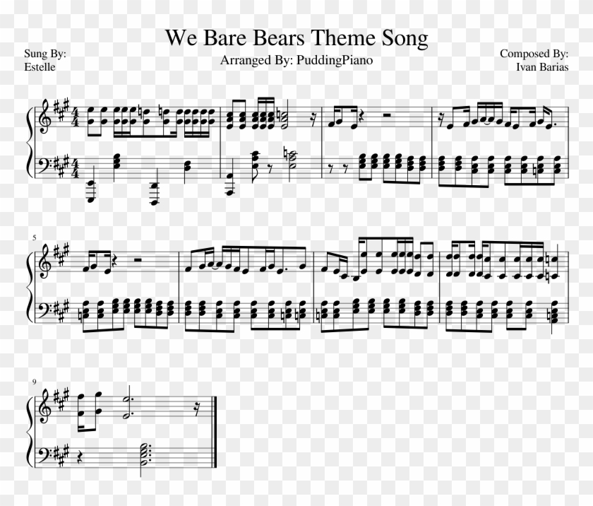 We Bare Bears Theme Song - Kass Theme Accordion Sheet Music Clipart #3100547