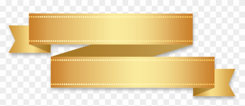 Golden Ribbon Banner Half Half With Fold Wedge End - Paper Clipart