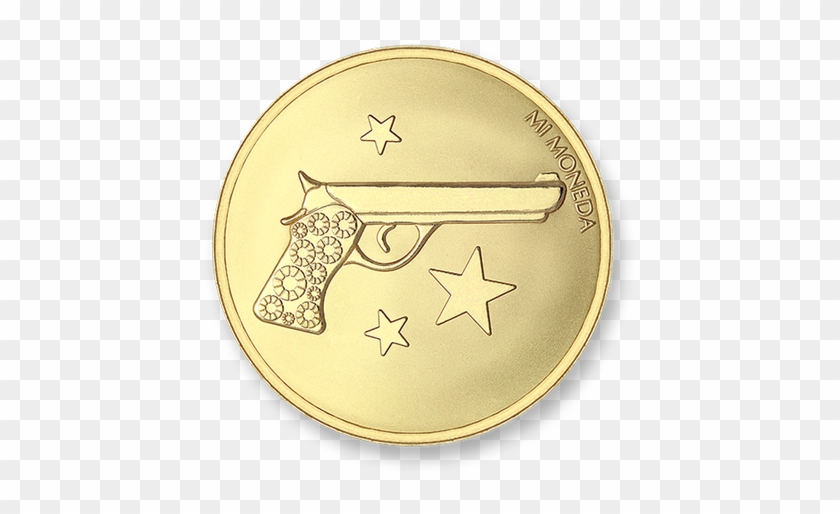 Aim High Pistol Gold Plated M - Coin Clipart