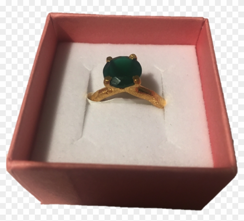Gold Plated Ring Green Agate, Size 60 In Box - Box Clipart #3101697