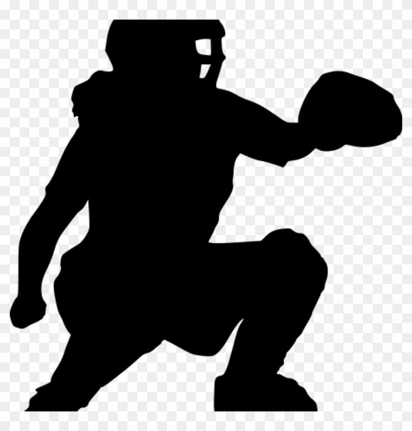 Softball Silhouette Clip - Silhouette Softball Catcher Clipart - Png Download