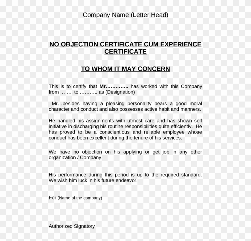 No Objection Letter For Employee Mitocadorcoreano - No Objection Certificate For Job Clipart #3109013