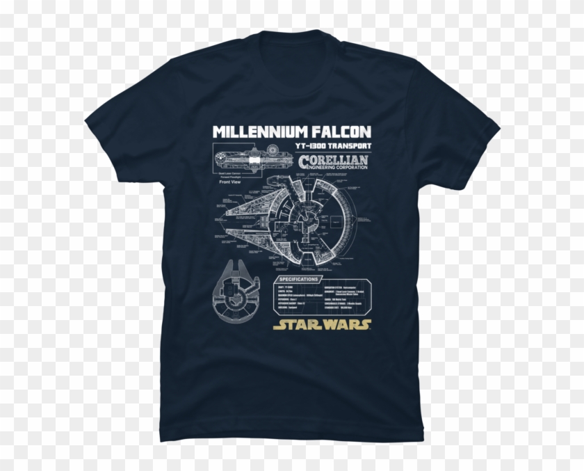 Millennium Falcon Schematic - Millennium Falcon T Shirt Clipart #3111505