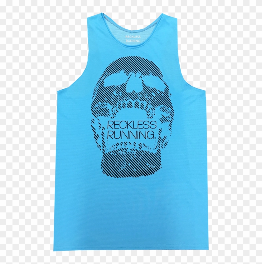 Men's Turquoise Grid Skull Performance Racing Singlet - Active Tank Clipart #3112774
