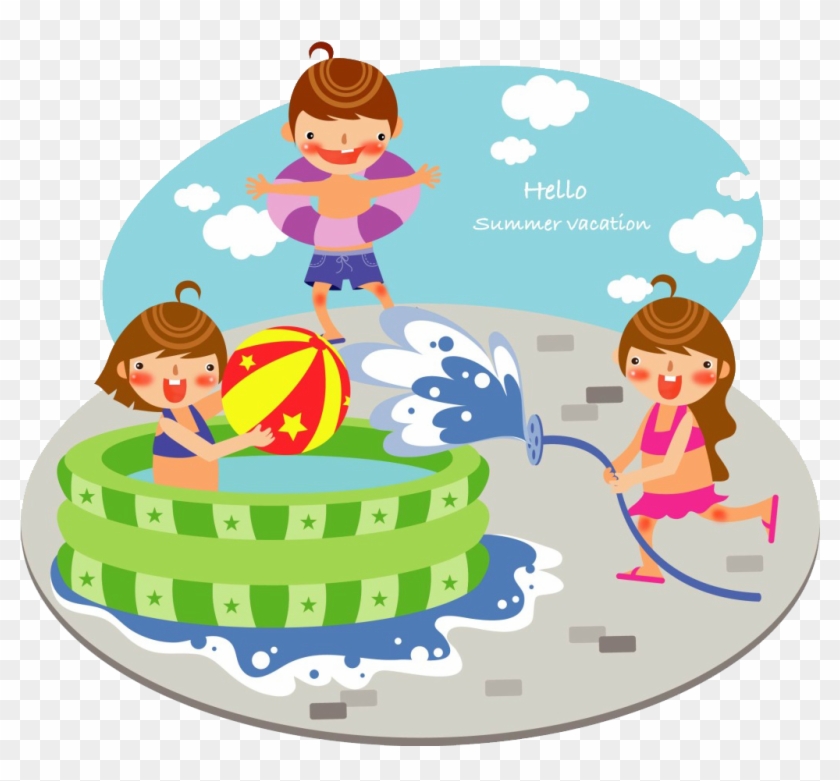 Pool Child Clip Art Children Transprent Png - Kids Playing With Water Clipart Transparent Png