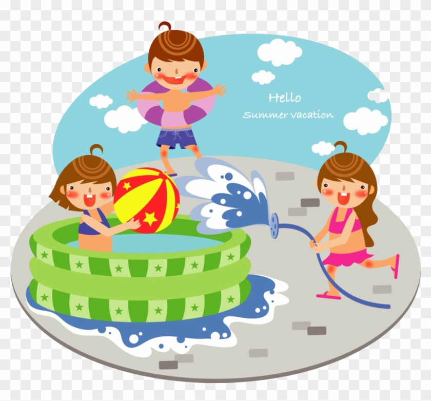 Pool Child Clip Art Children Transprent Png - Kids Playing With Water Clipart Transparent Png #3117378