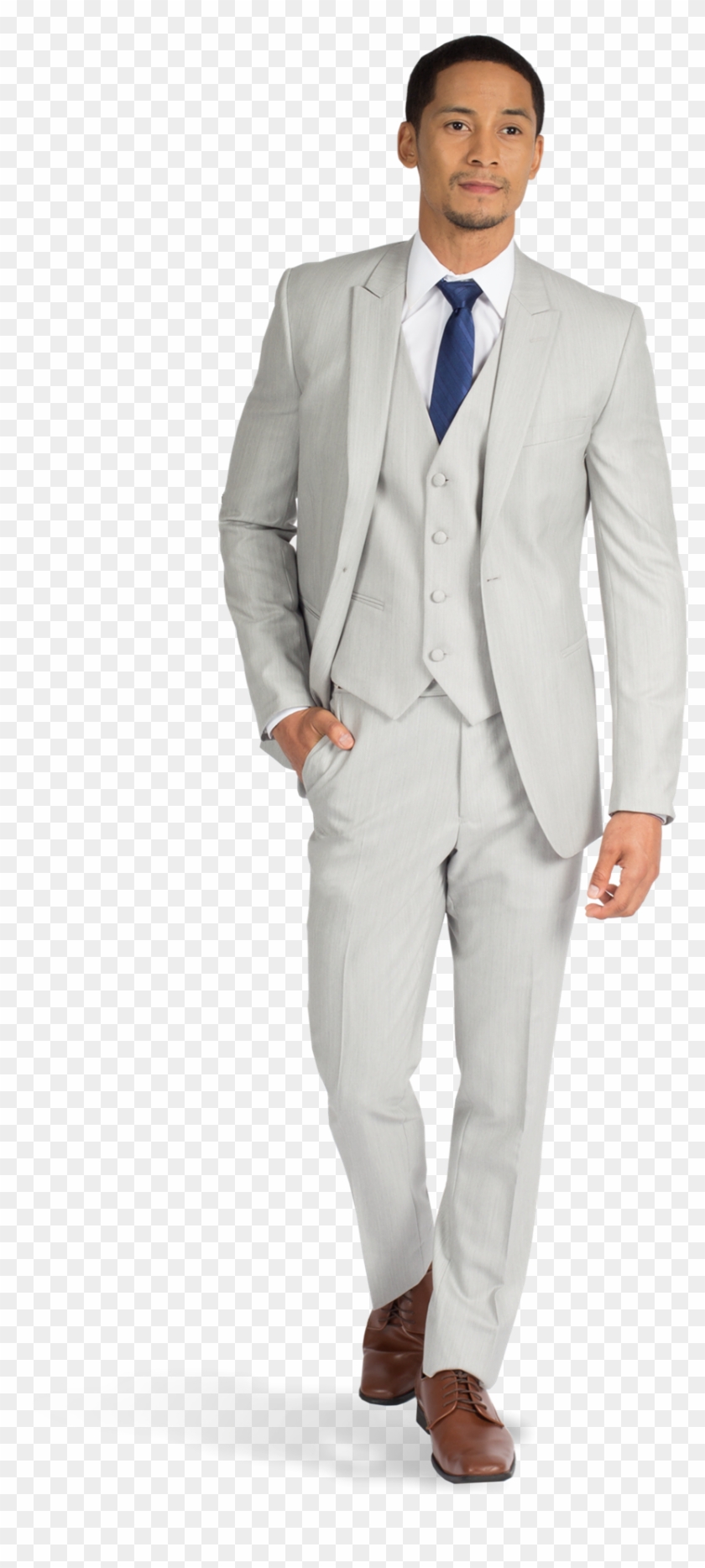 Light Grey Peak Lapel Suit - Light Grey Suit Peak Lapel Clipart #3119117