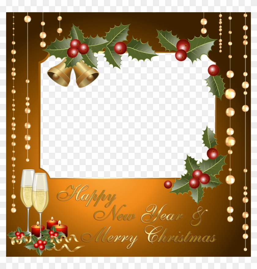 Moldura Cartao Natal Fim De Ano Dourado 2 - Transparent Christmas Borders Png Clipart #3120713