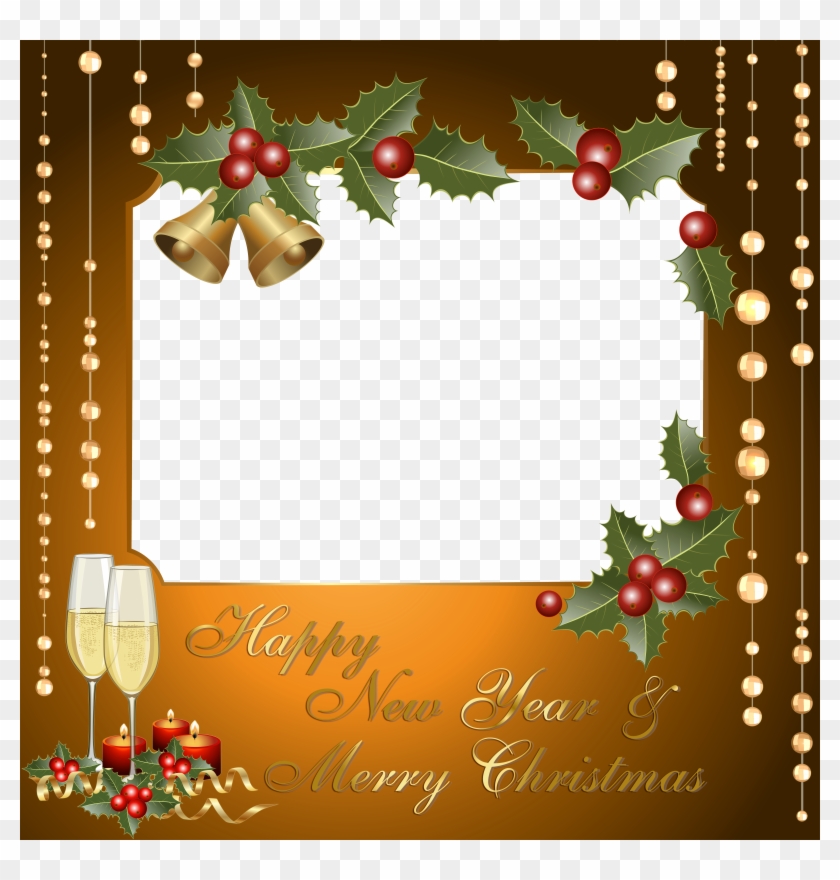 Moldura Cartao Natal Fim De Ano Dourado 2 - Transparent Christmas Borders Png Clipart