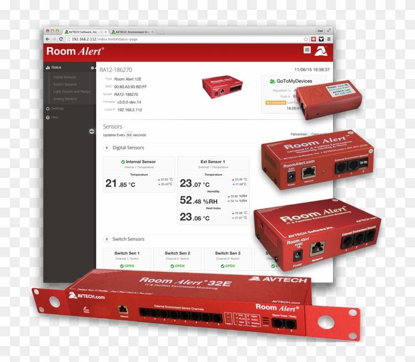 Room Alert Ui2 Composite - Avtech Room Alert Web Interface Clipart