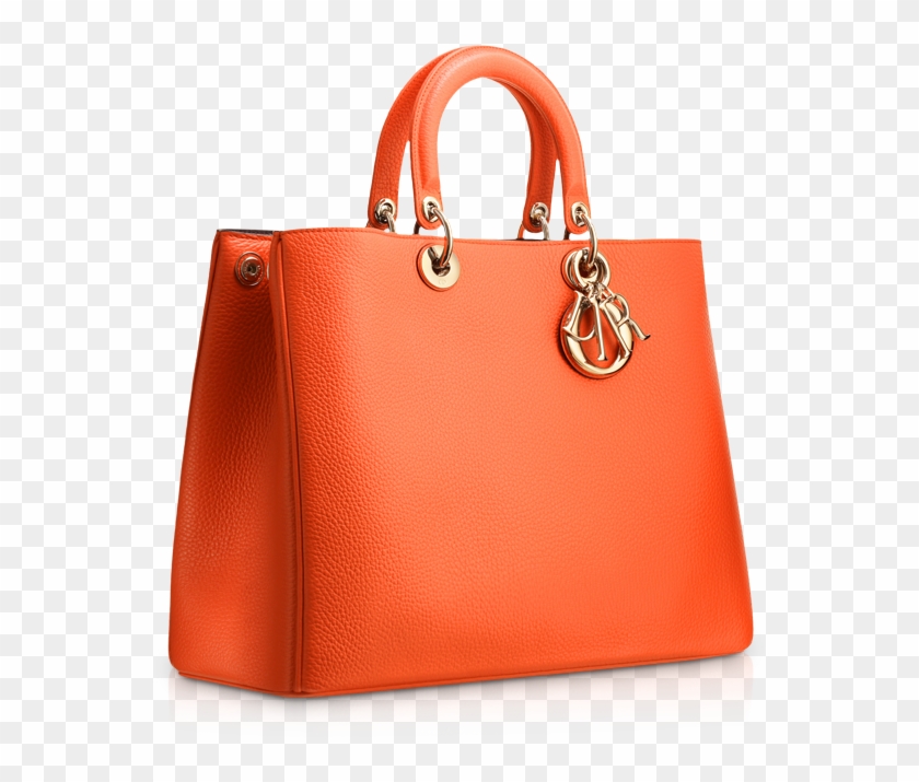 Large Tangerine Leather "diorissimo" Bag - Handbag Clipart #3123013