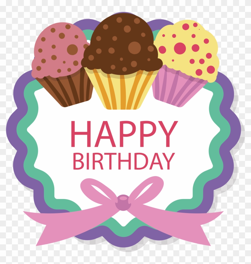Labels Clip Cake - Birthday Cup Label - Png Download #3123607