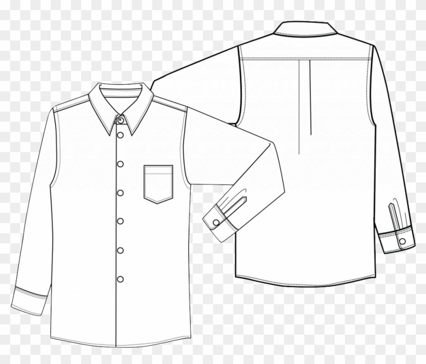 Drawn Shirt Mens Shirt - Tailored Shirt Technical Drawing Clipart #3124004