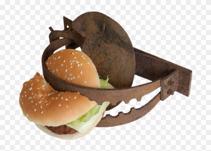 Rusty Bear Trap Cutting Hamburger In Half - French Fries Clipart