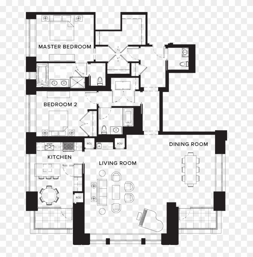 Unit A Alt Arial View - Ritz Carlton Residences Boston Floor Plan Clipart