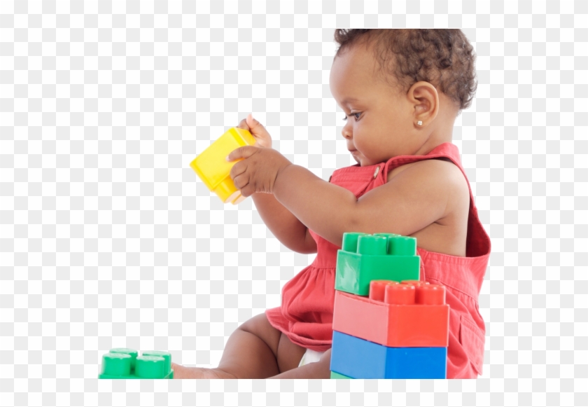 Black Baby And Blocks Clipped Rev - Black Baby Playing With Toys - Png Download #3129088