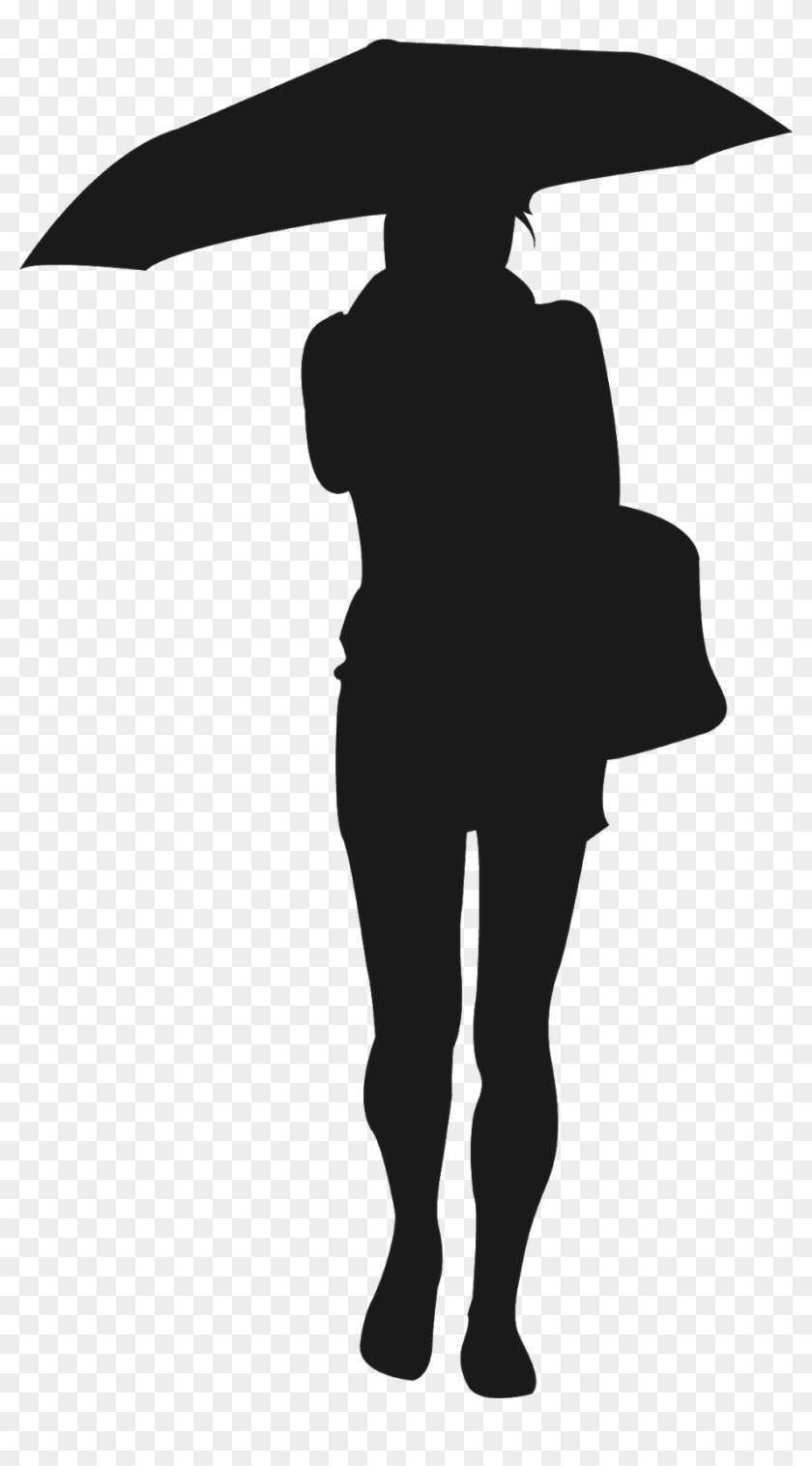 Girl In Rain Image - Silhouette Woman Icon Png Clipart