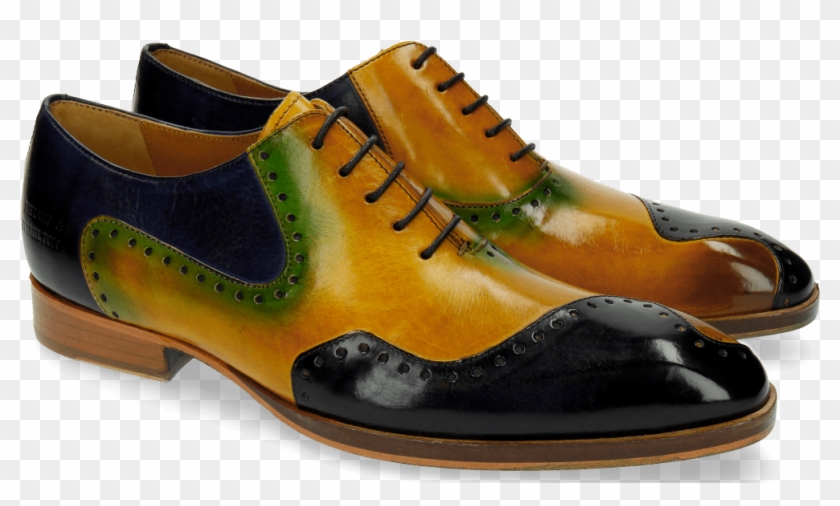 Oxford Shoes Ricky 13 Navy Yellow Shade Turquoise - Leather Clipart