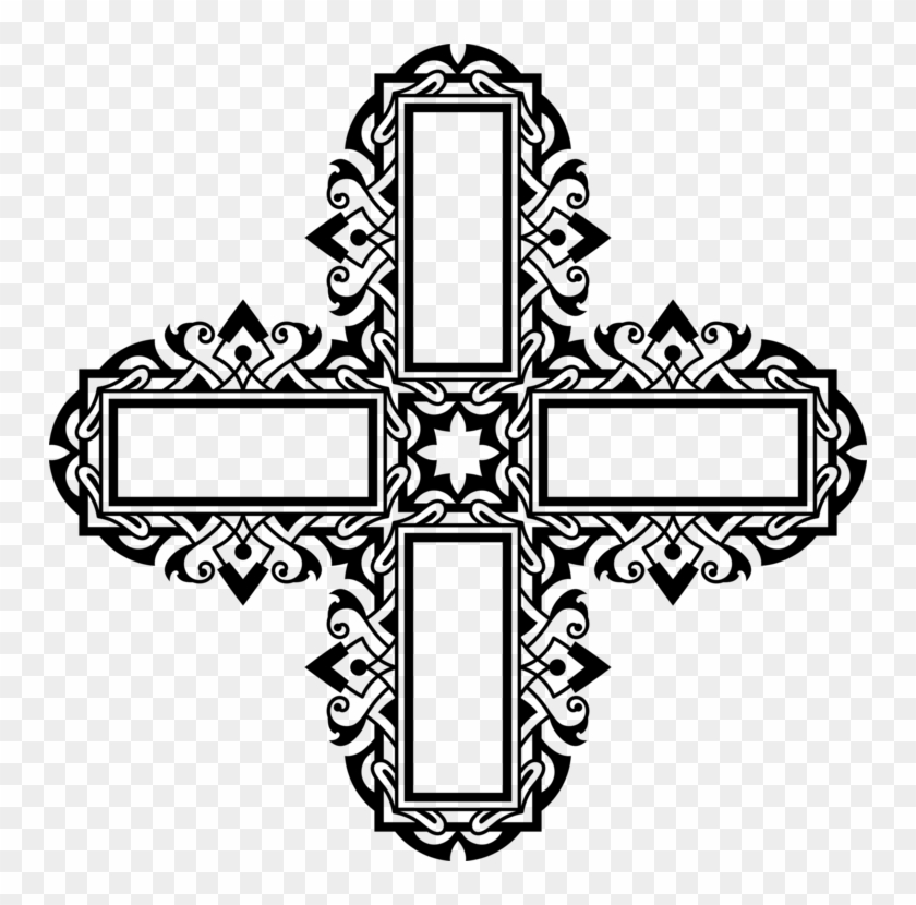 Catholic Clipart Cross Line - Catholic Ornament Line Art - Png Download #3133760