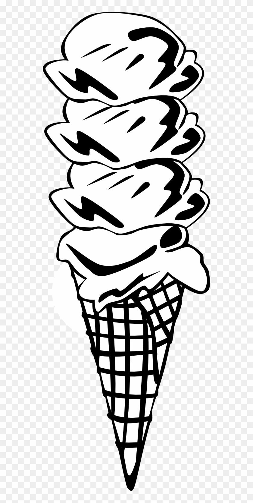 Png Royalty Free Stock Black And White Ice Cream Cone - Ice Cream Cone Clip Art Transparent Png #3133933
