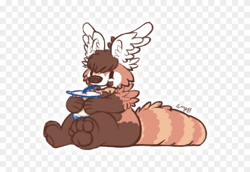 Wingy Enjoying His Bubble Tea - Cartoon Clipart