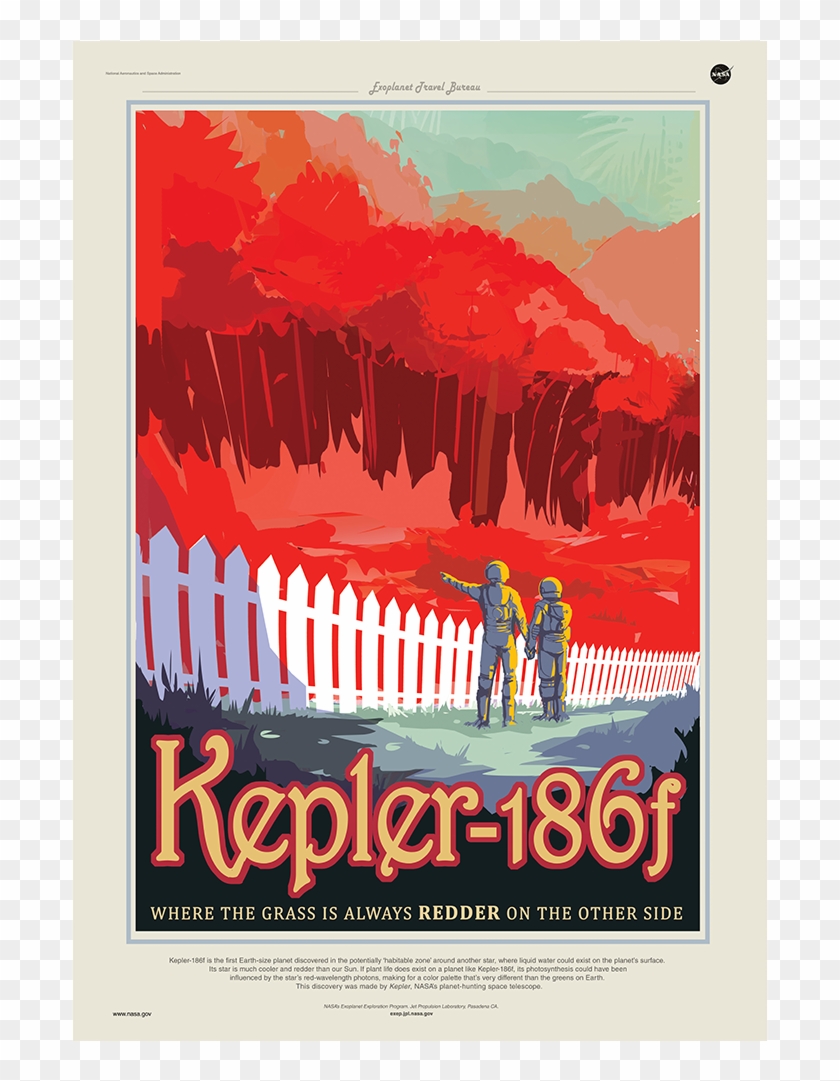 Year Round Leaf Peeping On Kepler 186f - Vintage Nasa Planets Posters Clipart