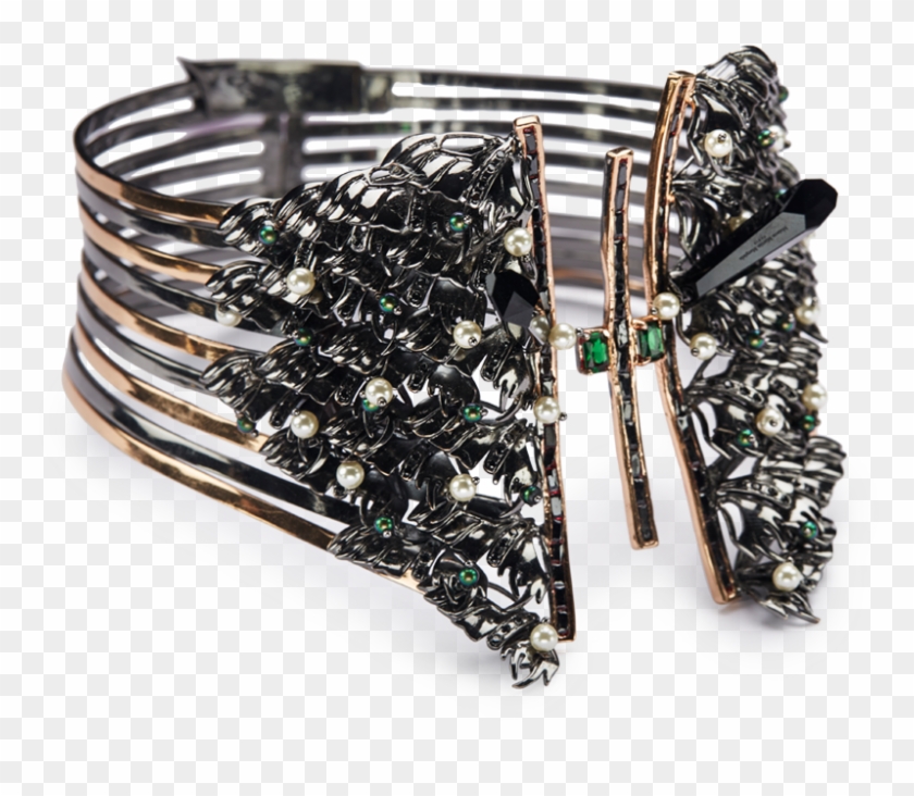 Mariposa Couture Choker Gunmetal Plating Maison Martin - Crystal Clipart