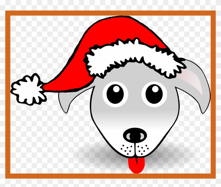 Awesome Dog Clip Art On For Cute - Dog With Santa Hat Drawing - Png Download