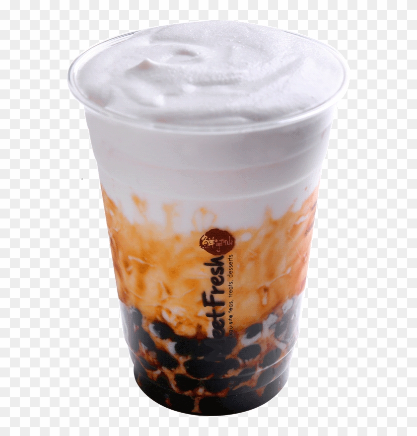 Fluffy Fresh Milk W/black Sugar Boba -whipped Cream - Oliang Clipart