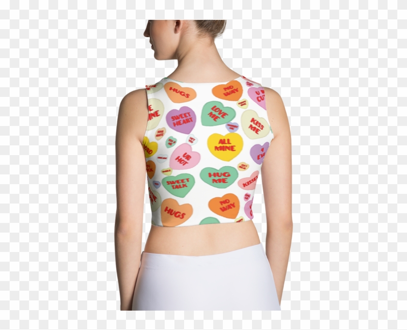 Candy Conversation Hearts Sleeveless Crop Top - Candy Heart Crop Top Clipart #3142972