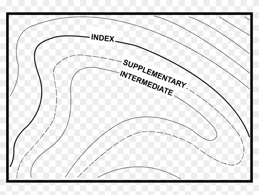 Black And White Library Mapping Terrain Supplementary - Supplementary Contour Lines Clipart #3143088