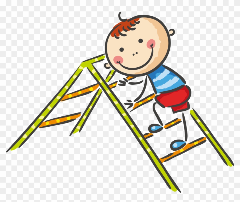Clip Art Transparent Library Playground Child Clip - Climbing A Ladder Clipart - Png Download #3145368