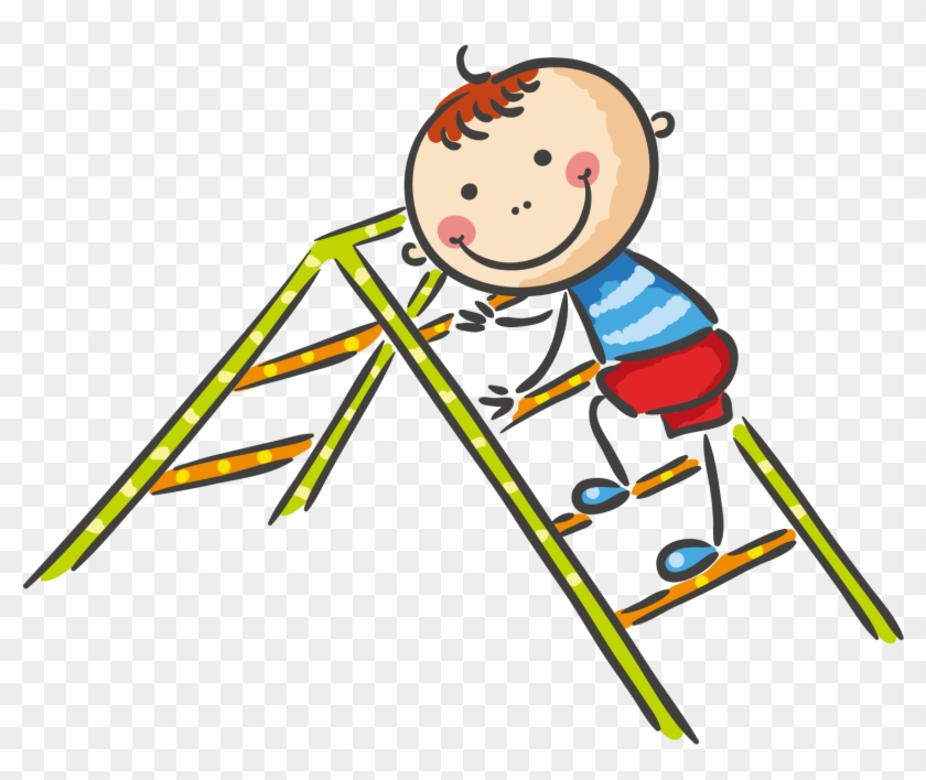 Clip Art Transparent Library Playground Child Clip - Climbing A Ladder Clipart - Png Download
