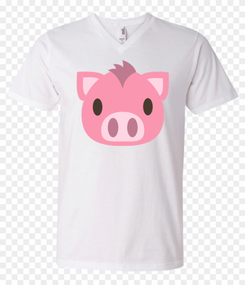 Pig Face Emoji Men's V Neck T Shirt - Domestic Pig Clipart
