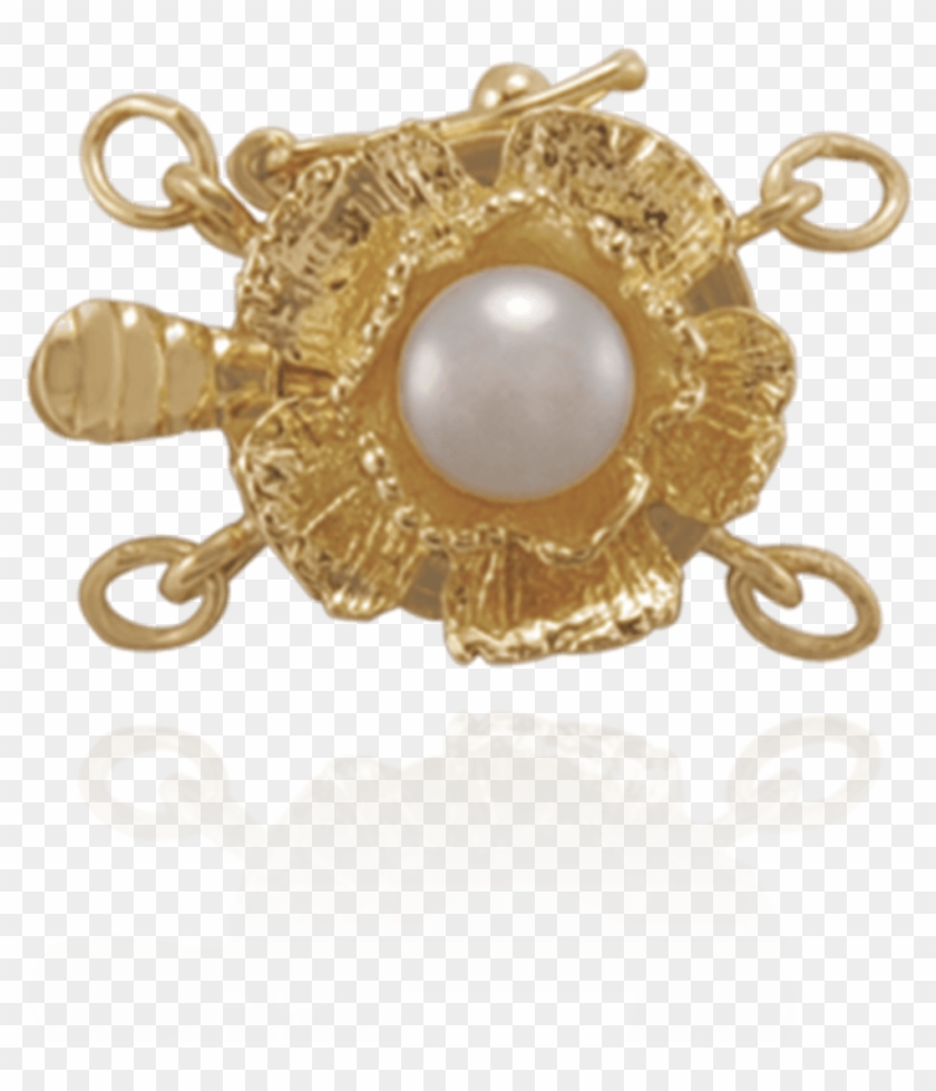 Flower Pearl Clasp With Cultured Pearl And Safety Lock Clipart #3152624