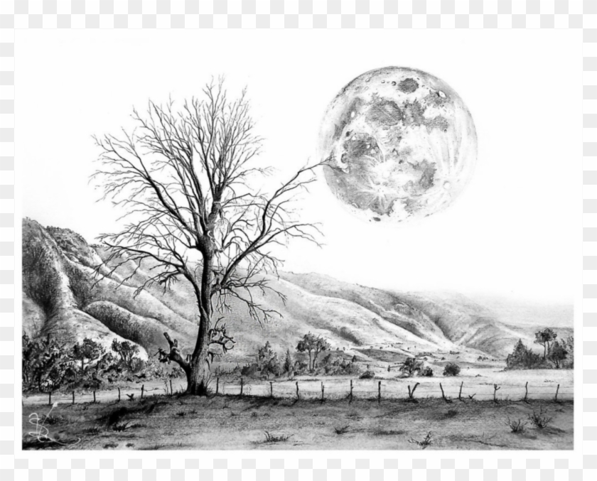 Clip Black And White Beautiful Nature Pencil Drawings - Black And White Landscape Drawings - Png Download #3154371