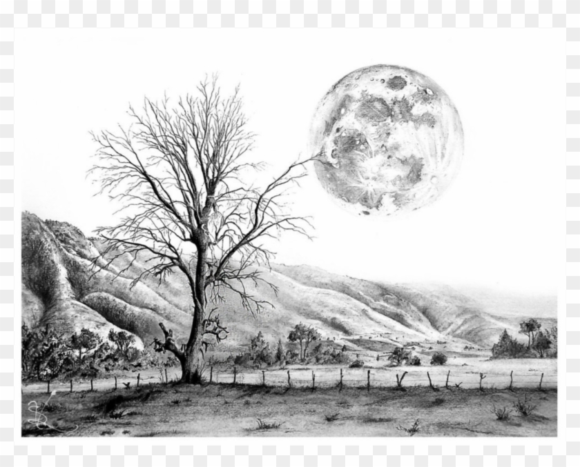 Clip Black And White Beautiful Nature Pencil Drawings - Black And White Landscape Drawings - Png Download
