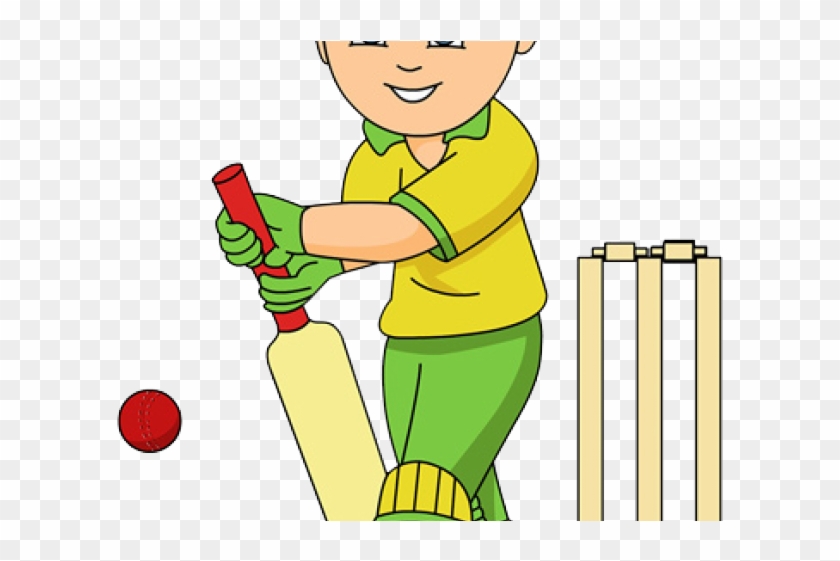 Cricket Clipart School - Boy Playing Cricket Clipart - Png Download