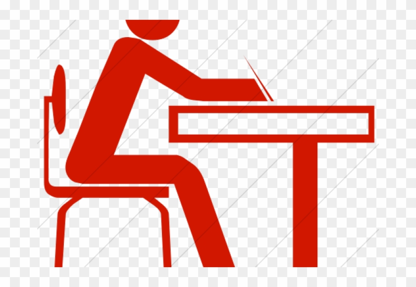 Des Machin Student Sitting At Desk Clipart 3155830 Pikpng