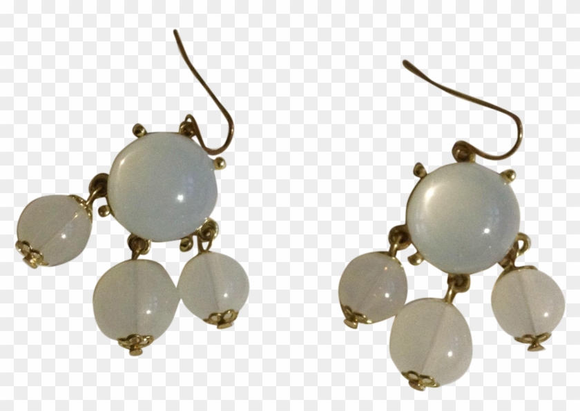 Vintage Round Moons With Three Dangling Moon Beads - Earrings Clipart
