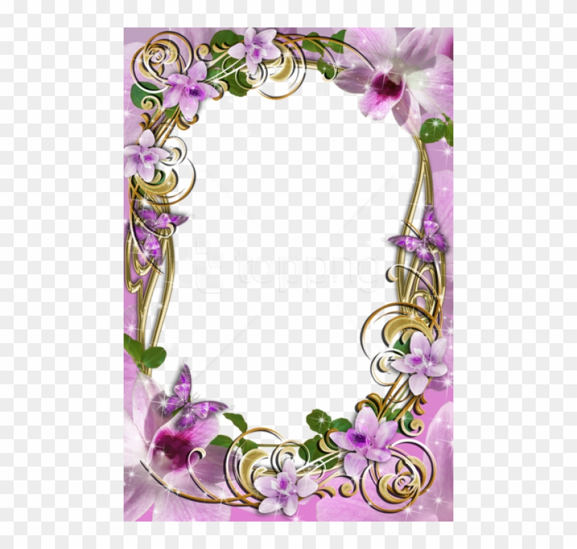 Free Png Transparent Delicate Frame With Flowers Background - Flowers Frame Designs Clipart #3156773