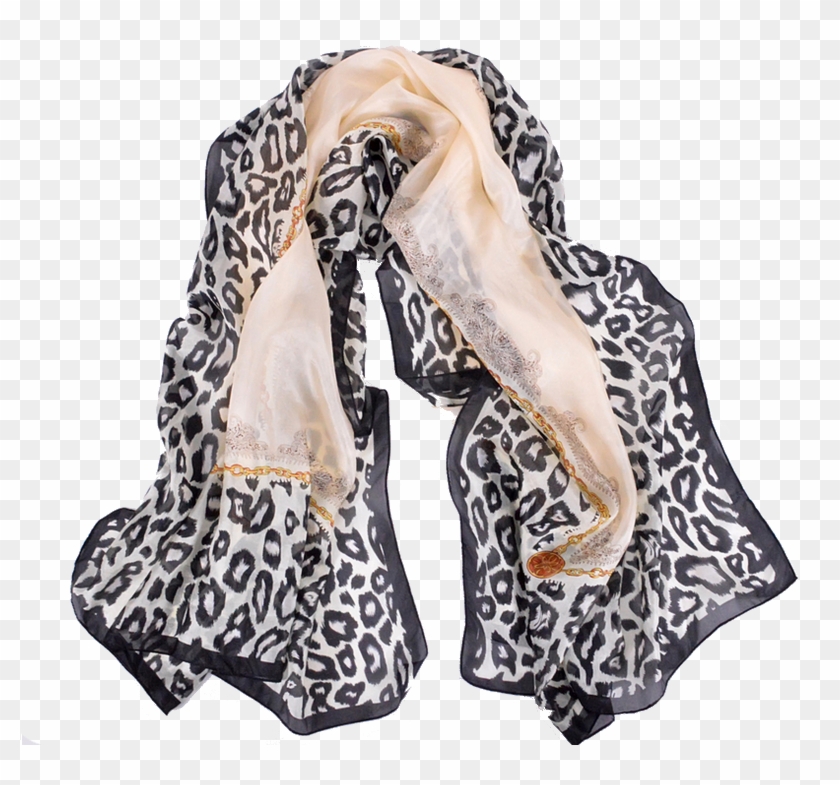 Cream Leopard Print Hijab - Scarf Clipart