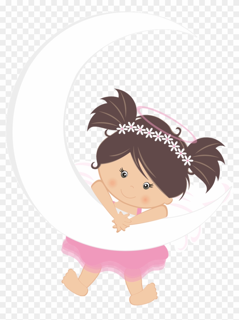 Little Girl Clipart Hija - Topos De Bolo Para Batizado De Menina - Png Download