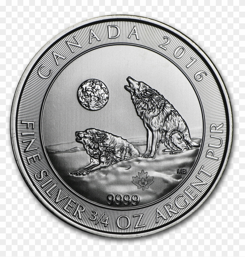 2016 Canada 3/4 Oz Silver Howling Moon Wolves Bu - Silver Clipart #3162272