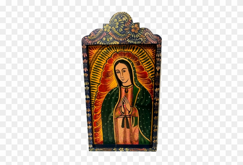 Religious Frame Art Virgen De Guadalupe Hand Painted - Christian Cross Clipart #3165491