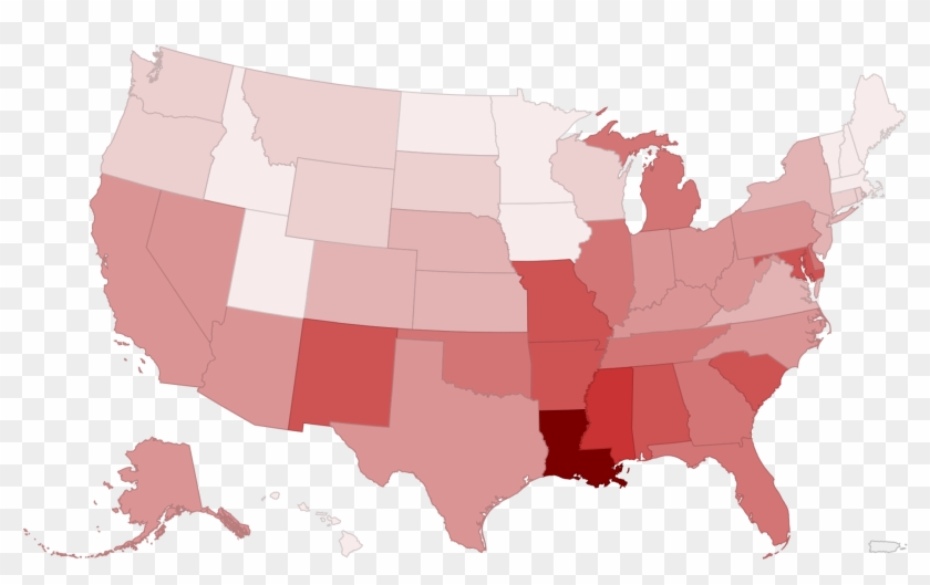 Homicide Rate By State[edit] - Cdc Obesity Map 2016 Clipart #3165638