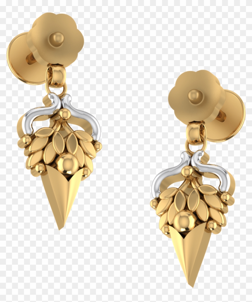 Astounding Leaf, Arrow & Floral Gold Drop Earrings - Earrings Clipart